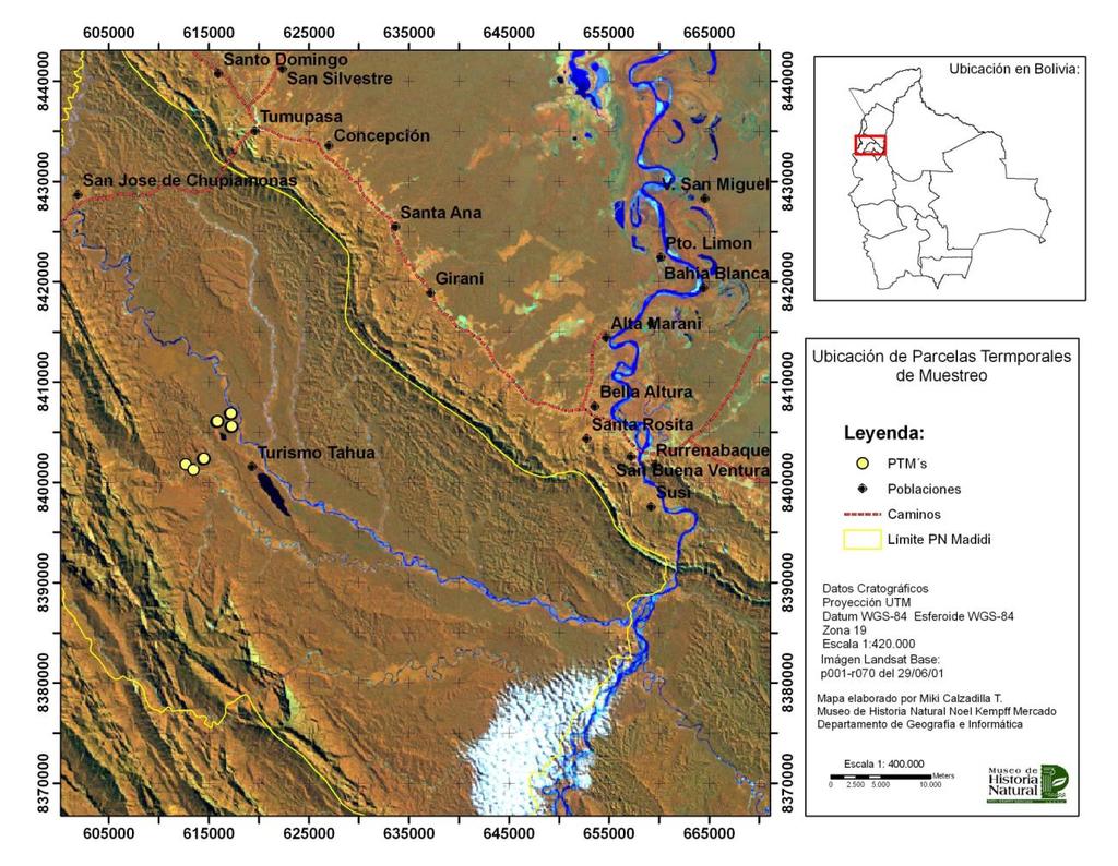 deglaciación de los Andes, hacia el final del Pleistoceno (Silman et al., 2005). Los suelos del sector de Chalalan tienen un ph de 5.9 a 6.9, con una textura que va de franco a franco limoso.