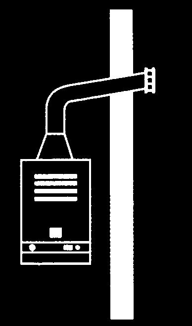Conducto de evacuación directa a través de fachada: Conducto de evacuación individual que une el aparato a gas con el exterior o con un patio de ventilación de dimensiones adecuadas, atravesando para