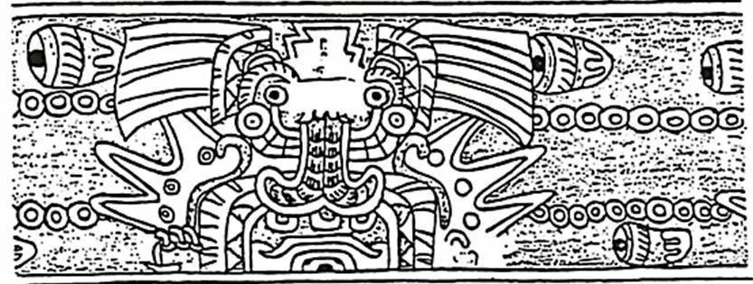 25 Figura 5. Dibujo de vasija pintada con Jaguar alado y cuerpo de Portal en contexto de sacrificio (según Conides 2001: fig 67b, pág. 420). Figura 6.