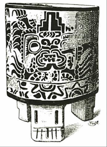 28 Figura 8. Dibujo de vasija incisa de un Jaguar con Roseta de ojos emplumados en actitud de vuelo (según Kubler 1972: fig. 11, pág. 28) Figura 9.