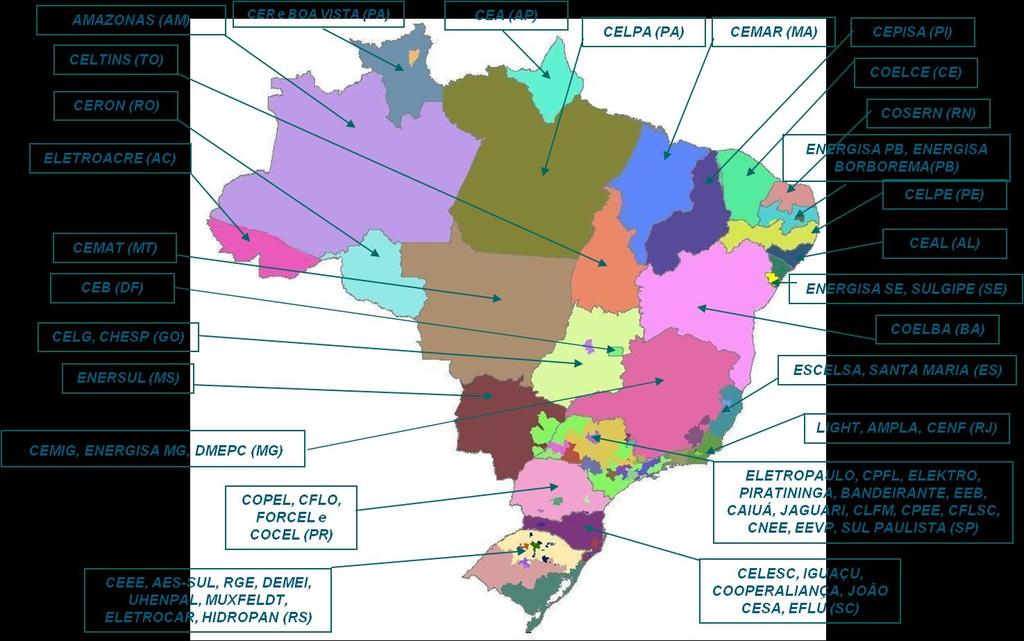 63 Regiones de concesión Distribución de energía