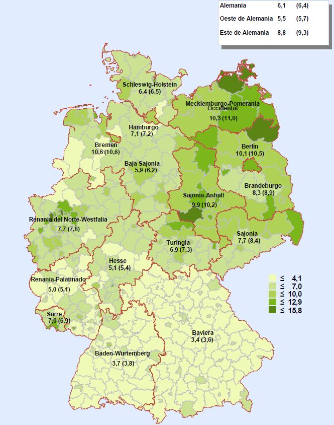 52 Cuota de desempleo en Alemania, diciembre de 2015