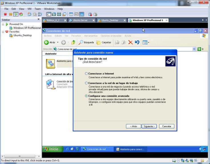 REDES PRIVADAS VIRTUALES (VPN) 4. VPN sobre red local a) Instalación de un servidor VPN en Windows XP. Nos situamos en conexiones de red.