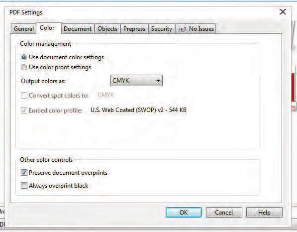 En el separador de color seleccione Use documente
