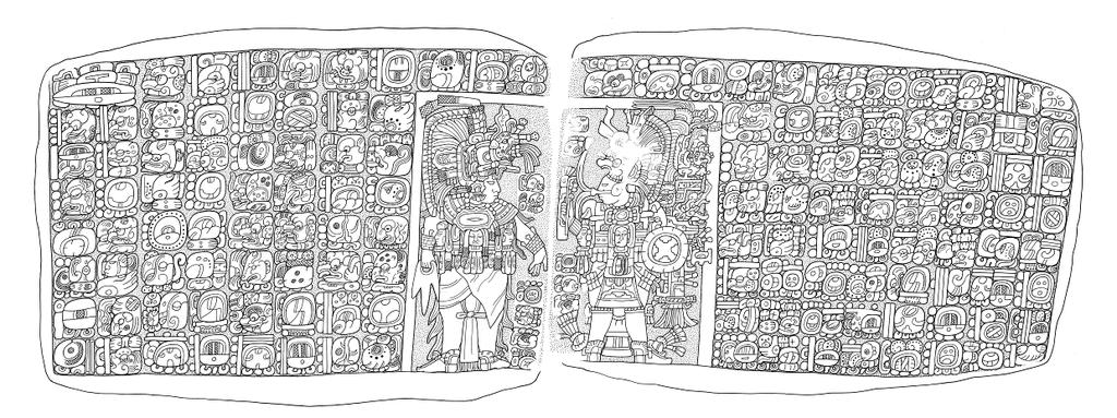 26 Figura 16. Panel 1 (Monumentos 7 y 8) (Dibujo por David Stuart) Los basureros encontrados detrás de las estructuras proveen más evidencia para sustentar el cambio de función.