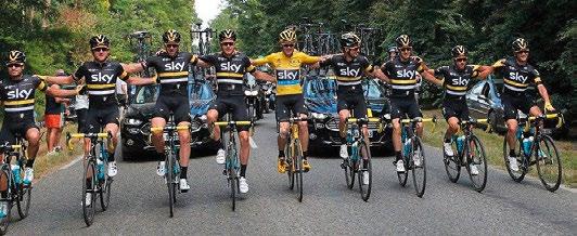 sprijinit echipa de ciclism de elită și pe ciclistul Chris Froome să câștige pe Champs-Elysees la Paris.