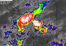16 Imagen del canal infrarrojo del satélite GOES- 12 del día 23 de marzo a las 1:45 UTC (7:45 pm) izquierda y 2:15 UTC (8:15 pm) derecha sobre Costa Rica.