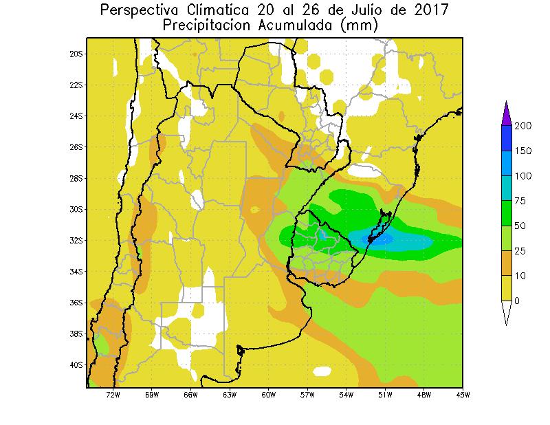.. Hacia el final de la segunda etapa de la perspectiva, se producirá el paso de un frente de tormenta, provocando precipitaciones de variada intensidad sobre las costas del Río de La Plata, el