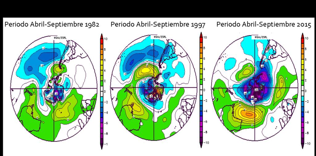 En las áreas sombreadas del gráfico destaca la precipitación sobre lo normal, la cual se concentró a inicios del fenómeno en los Niños emblemáticos (mes de junio principalmente) y en agosto y abril