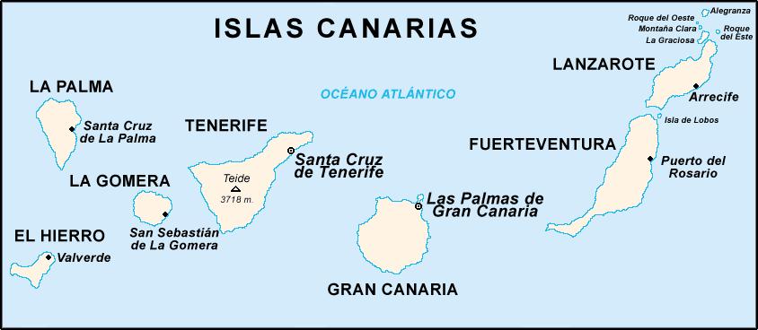 DÓNDE ESTÁ CANARIAS? En el inmenso Océano Atlántico, que se encuentra entre tres continentes, Europa, África y América, se localizan las Islas Canarias.