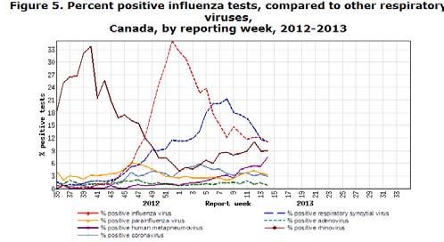 A nivel nacional, la tasa de consultas por enfermedad tipo influenza (ETI) aumentó ligeramente de 20,5/1,000 consultas en la SE 13 a 23,4 en la SE 14; sin embargo, permanece dentro del rango esperado