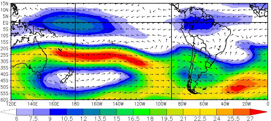 En niveles bajos (85 hpa) se presentaron incrementos de vientos asociados a la intensificación del APS en la primera y última década, la estación de Pisco registró 74 km/h (costa sur de Perú) y hacia