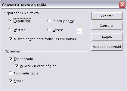 Figura 36: Menú contextual Celda 3.5. Convertir texto en tablas y viceversa 3.5.1. Convertir texto en tabla Convertir un texto en una tabla puede ser muy útil en ciertas ocasiones.