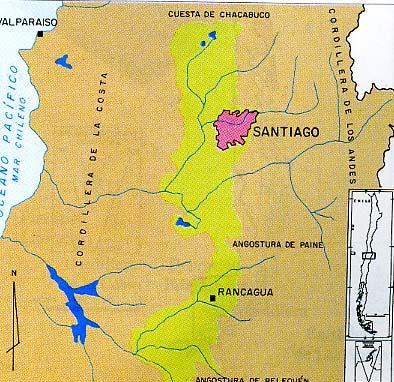 transversales que separan cuencas - Santiago: 500 m de
