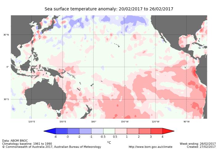 En base a estas condiciones la región 3.4 presenta condiciones neutrales de TSM y el área 1+2 presenta condiciones de El Niño costero.