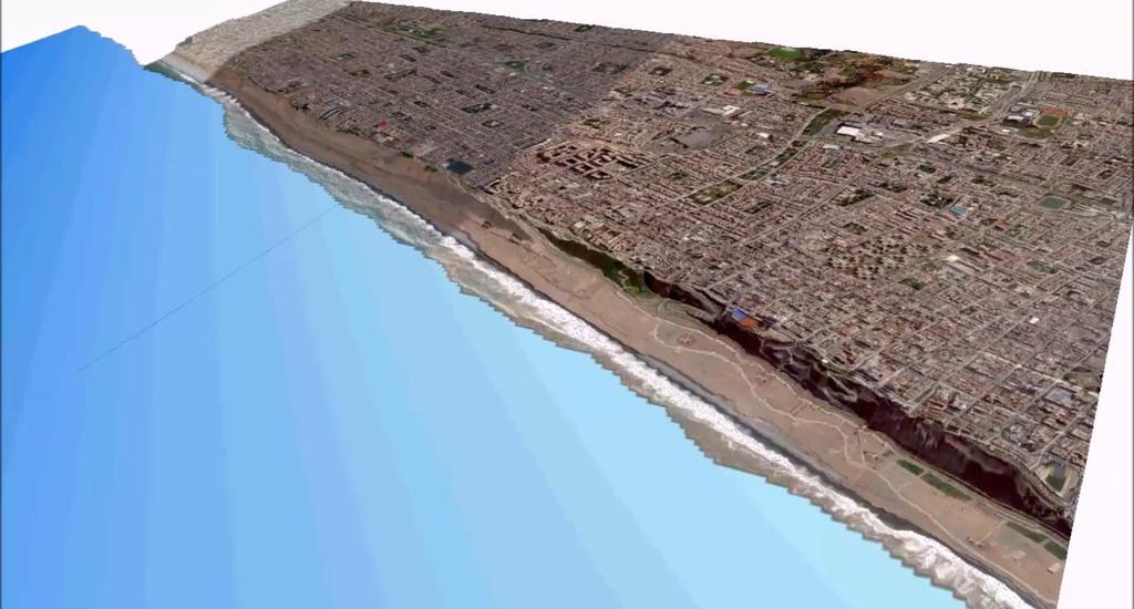 Mapa de Inundación del Tsunami 3D Alturas de inundación