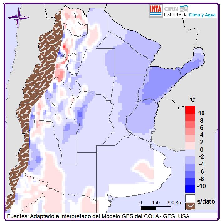 En el sur de la región de Cuyo y Pampeana, y en el noreste patagónico se esperan lluvias superiores a lo normal para el periodo (Fig. 17). Fig.