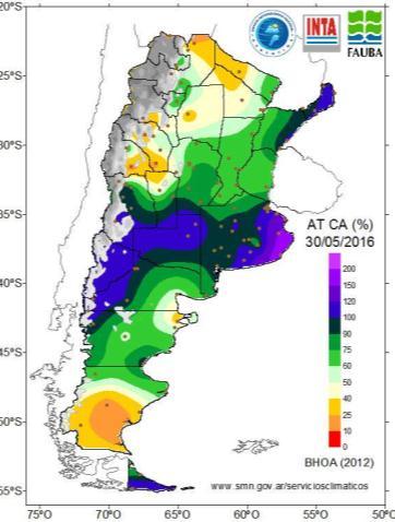 Balance de agua en el suelo al 30 de Mayo de 2016 E l balance de agua en el suelo para todo el país, muestra la situación hídrica al día 30 de Mayo de 2016.
