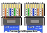Configuración de Clavijas del Cable de Cruce (Ethernet) Señal Pin Pin Señal Tx+ 1 3 Rx+ Tx - 2 6 Rx - Rx+ 3 1 Tx+ 4 4 5 5 Rx - 6 2 Tx - 7 7 8 8 Cable En un cable, los cables de colores de un