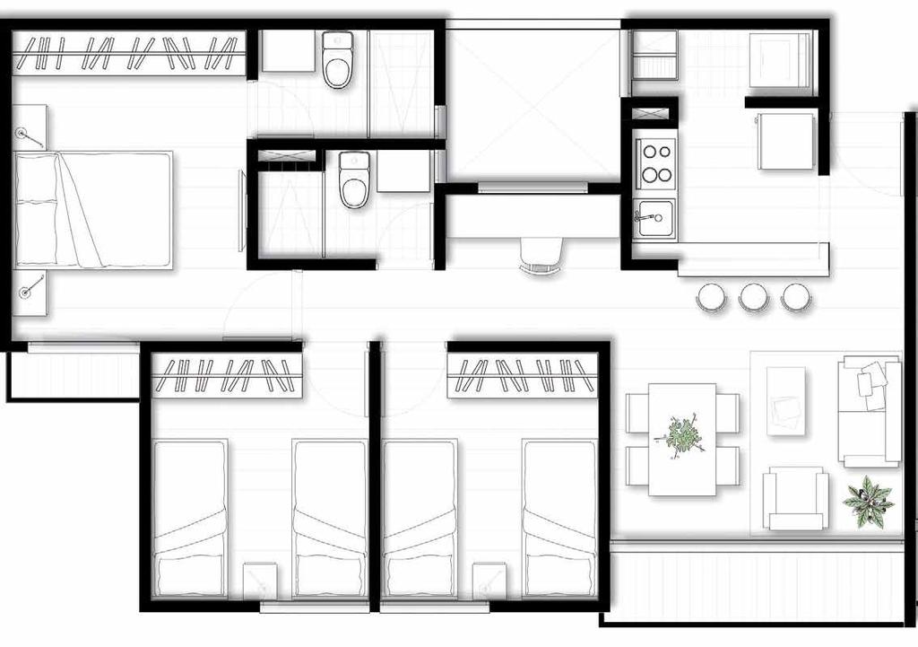 Apartamento Medianero 62.5m 2 Área privada aprox. + terraza 66.5m 2 Área construida TERRAZA 3.50 x 1.