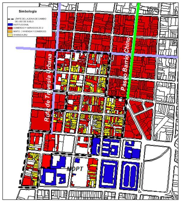 Mapa 4 - Uso del Suelo Actual, proyecto de Habitabilidad Urbana. Fuente RDU.