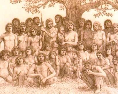 Recreación ideal de grupo Homo heidelbergensis. Entre 300.