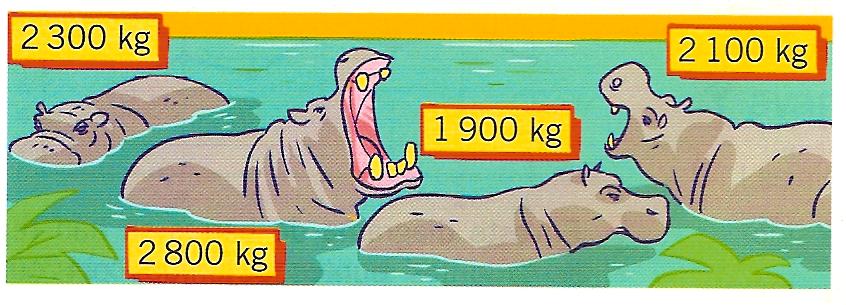 - Cuál es el peso medio de este grupo de hipopótamos? 14.