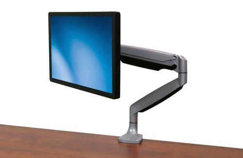 Instale su monitor con el brazo para ahorrar valioso espacio Este resistente brazo de montaje le ayuda a ahorrar espacio en su escritorio o mesa, ya que le permite instalar, de forma segura, un