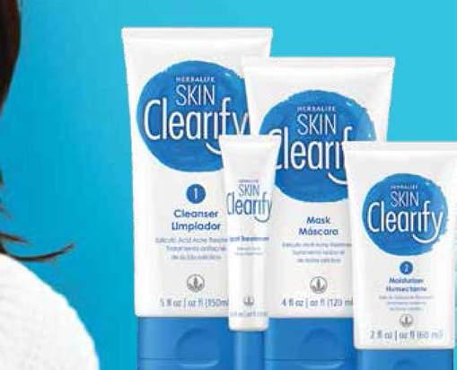causados por el acné, y reduce la severidad de las marcas causadas por acné. *El Kit antiacné Clearify de Herbalife SKIN incluye los cuatro productos ilustrados.