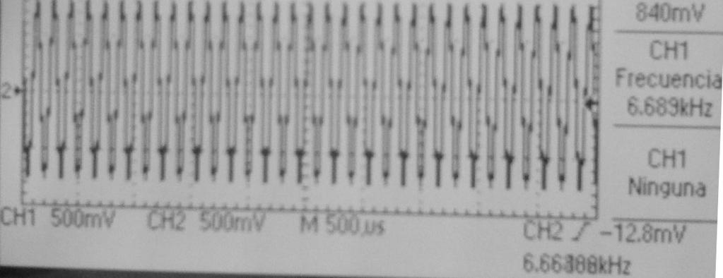 con Vp = 820 mv (esta frecuencia en particular se aproxima a la frecuencia de corte de nuestro filtro q es de 6.
