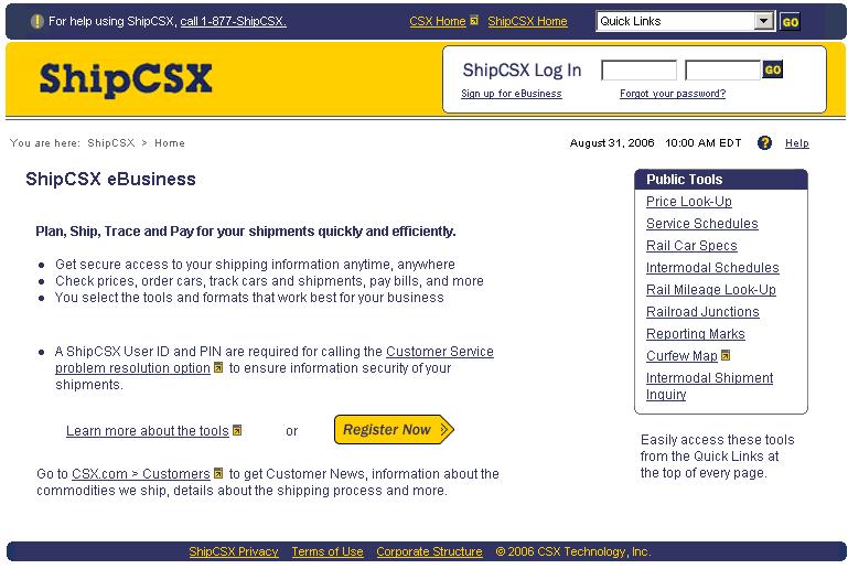 Cómo ingresar a los precios de CSXT www.shipcsx.