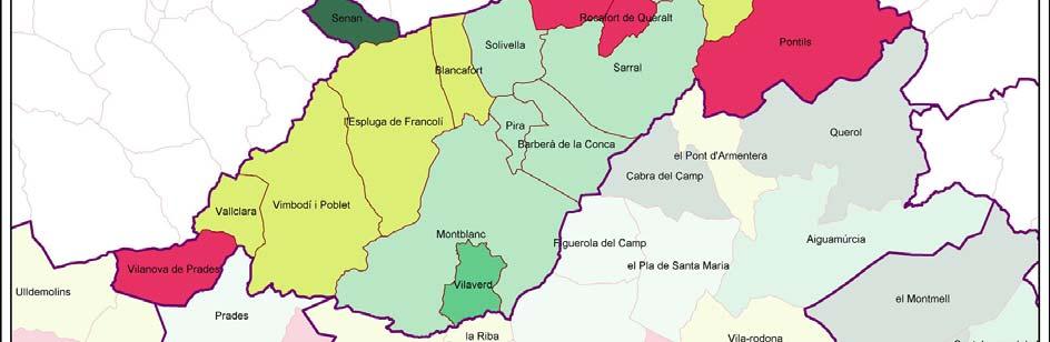 891) i Santa Coloma de Queralt (3.058) i Sarral que és l altre municipi amb més de 1.000 habitants, en concret 1.660, un 8% dels residents a la comarca.