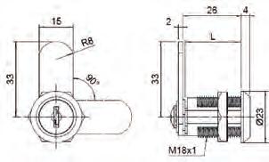 430 Empaque: 1 pieza *Los cilindros no son intercambiables Cerradura para embutir Materiales: Zinc : Cajón Cilindro: ø22