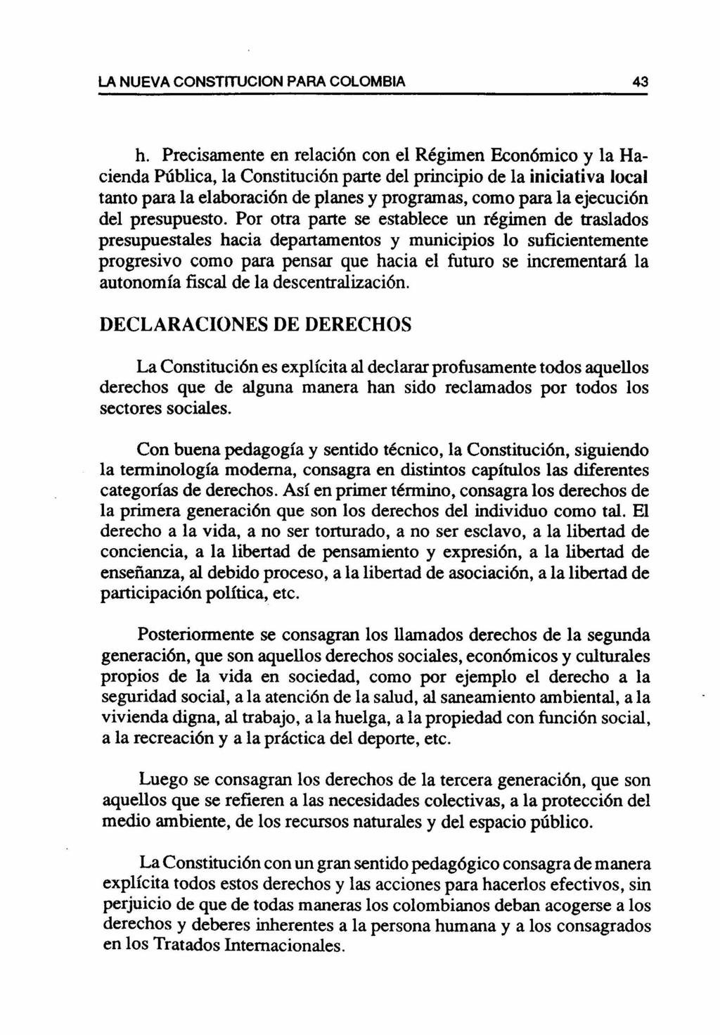 LA NUEVA CONSTITUCION PARA COLOMBIA 43 h.