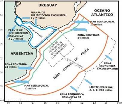 Zona Común de Pesca (Argentina-Uruguay) El 19 de noviembre de 1973 se firmó entre Argentina y Uruguay el Tratado del Río de la Plata y su Frente