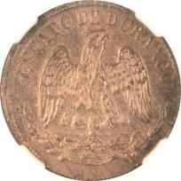 3) Cobre, rayoncitos, VG. 600.00 492. ¼ Real, Estado Libre de Guanajuato, 1857. (KM-352). Rojiza, fuerte rayón en el águila. EF 300.00 493.