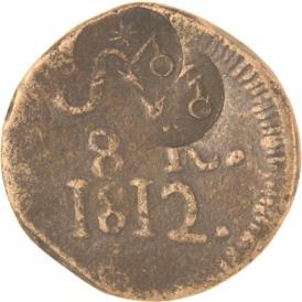 00 446. 8 Reales, Moneda Provisional de Zacatecas, LVO. 1811. (KM-189, 190).