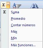 En la ficha Inicio o en la de Fórmulas encontrará el botón Suma que se utiliza realizar la función SUMA de forma más rápida.