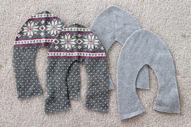 Dos piezas provienen de la tela suéter, y dos piezas provienen de la tela de lana.