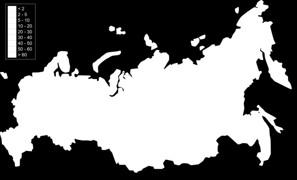 MAPA DE SALARIOS MEDIOS MENSUALES (2016) Y DENSIDAD DE POBLACIÓN DENSIDAD DE POBLACIÓN PERSONAS/M2 MOSCÚ 59.567 RUB 12 millones de habitantes 1 71.072 RUB 41.