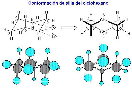 La conformación de silla del ciclohexano es que presenta 6