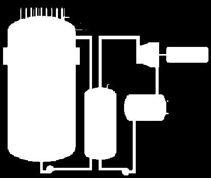 Circuito de refrigeración / generador de vapor: un líquido refrigerante (deuterio, protio o helio) se utiliza para evacuar el calor del reactor y transformarlo en vapor de agua para llevarlo a las
