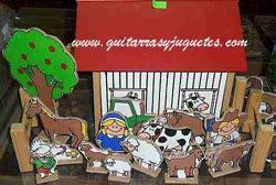 Casita de granja La casita de granja es un juguete didáctico de apropiado para niños de 3 a 6 años que incluye el corral, la granja, los animales, el granjero y su esposa.