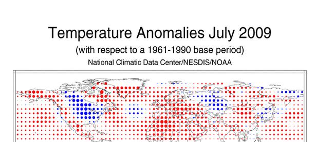 Anomalía de Temperatura Global en Julio 2009 Temperatura del