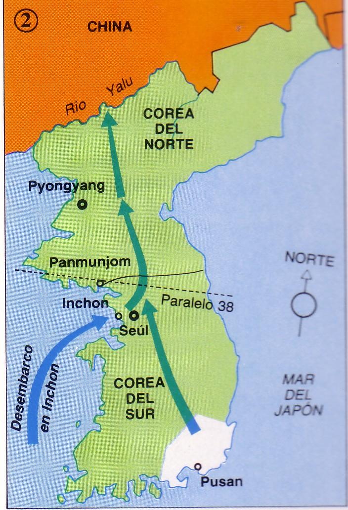 SEPTIEMBRE DICIEMBRE DE 1950 Gracias al desembarco en Inchon, los americanos cortan las comunicaciones