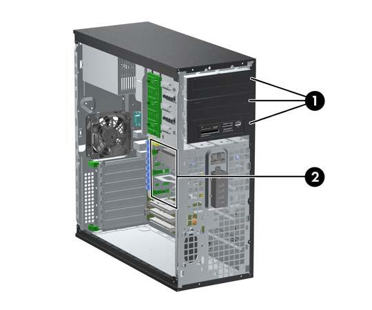 Ubicaciones de las unidades NOTA: Es posible que la ilustración que se muestra a continuación no se corresponda exactamente con el aspecto de su ordenador.