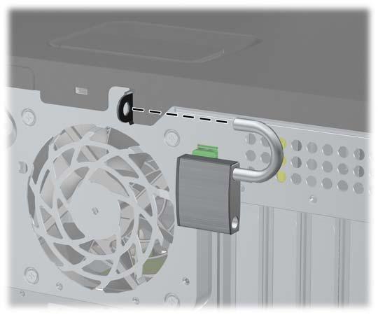 Candado con cadena de seguridad HP/Kensington MicroSaver Figura 45 Instalación de un