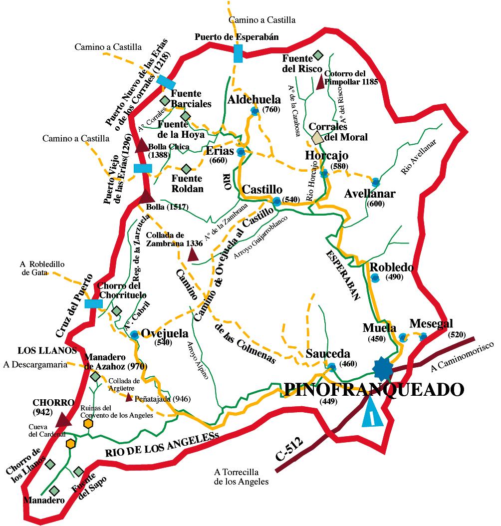 ALQUERÍAS: Las alquerías pertenecientes al municipio de Pinofranqueado son las siguientes: MESEGAL.