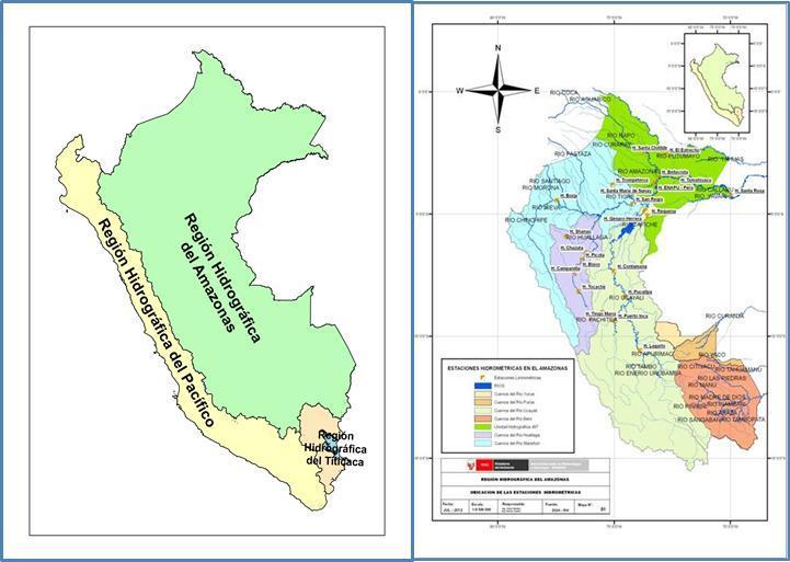 El procesamiento y análisis de la información se realizó con 10 estaciones hidrológicas ubicadas en las cuencas de los ríos Marañón, Huallaga, Ucayali y Amazonas; (Figura 1), las que han permitido