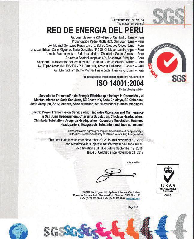 Certificaciones REP obtuvo la recertificación en los sistemas de Gestión Ambiental (ISO 14001) y de Seguridad y Salud en el Trabajo (OHSAS 18001).